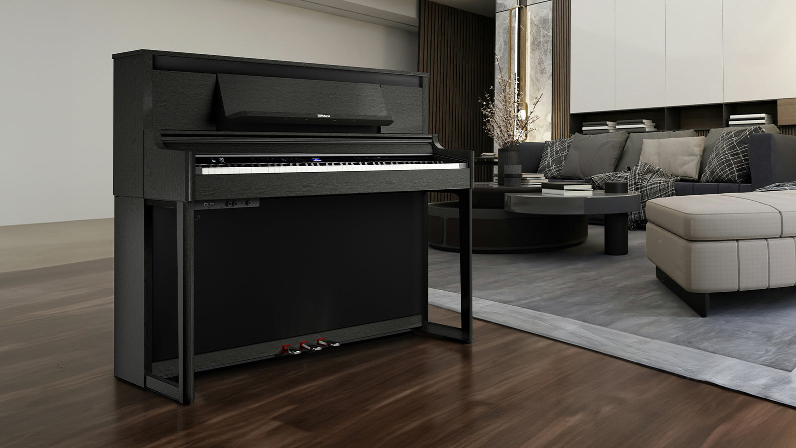 Roland digital piano in a stylish living space
