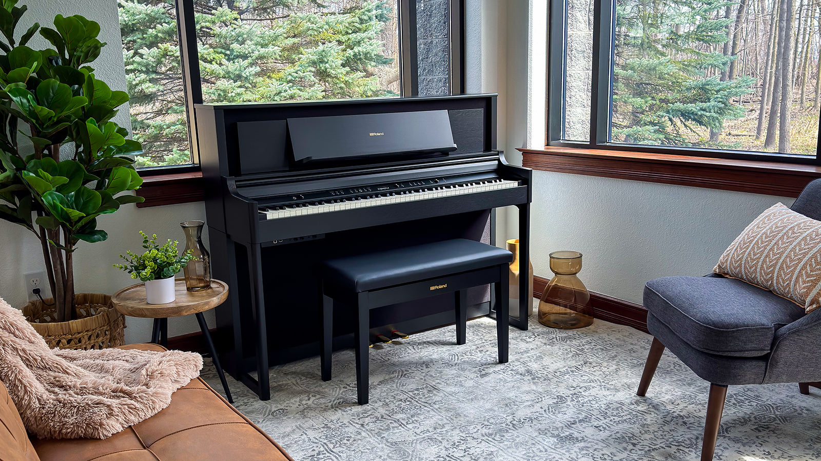 A Roland LX706 in a stylish living room