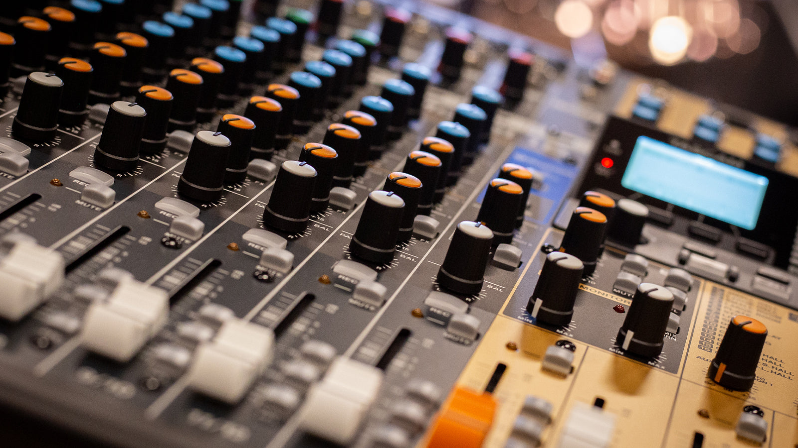 A TASCAM mixer in a recording studio