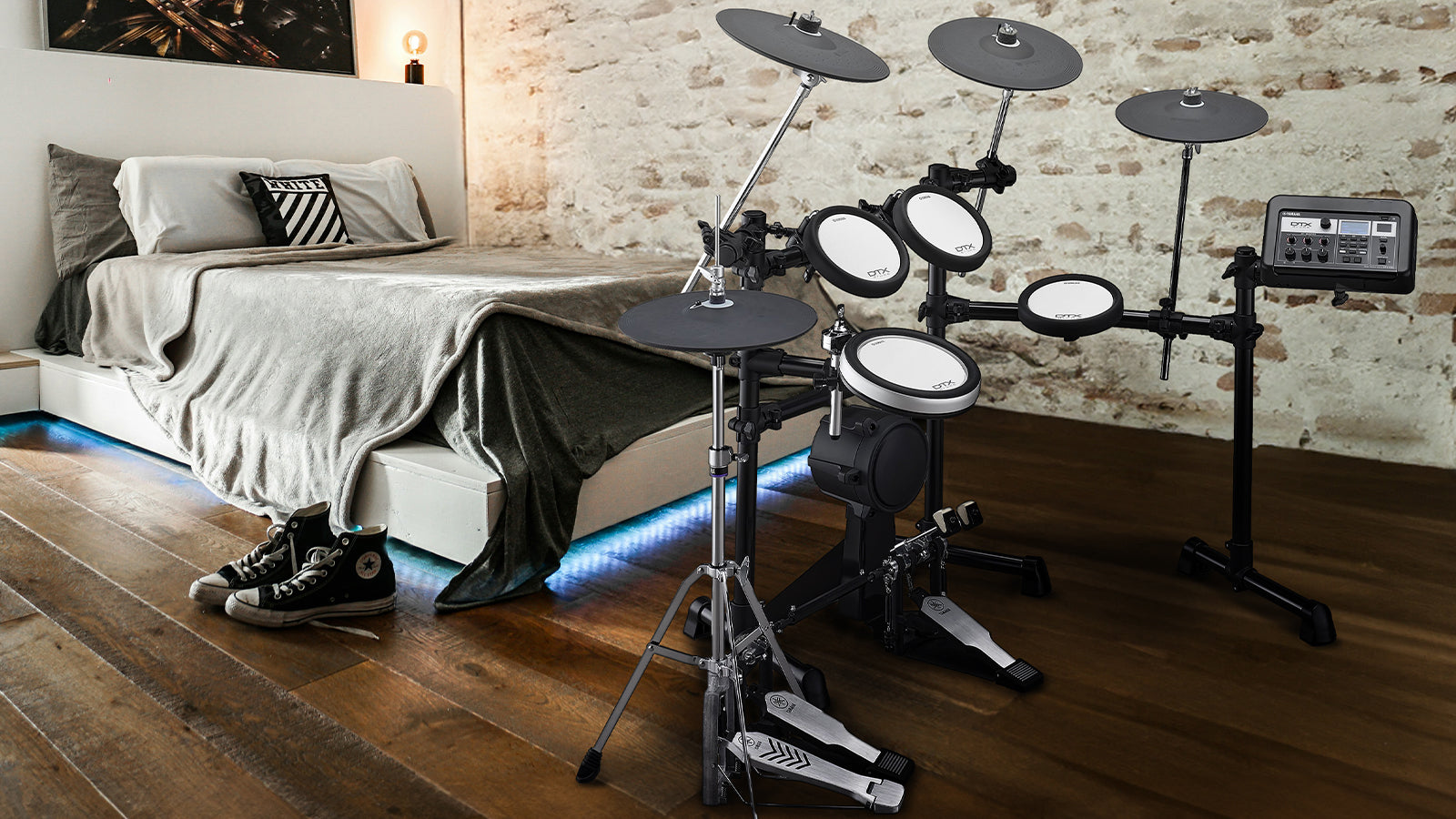 A Yamaha DTX6K3-X in a bedroom