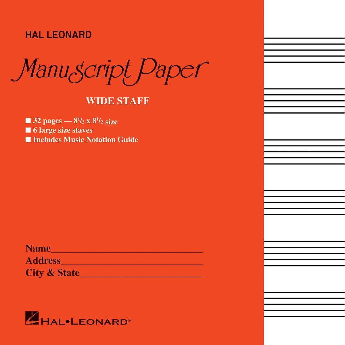 Cover of Wide Staff Manuscript Paper (Red Cover)