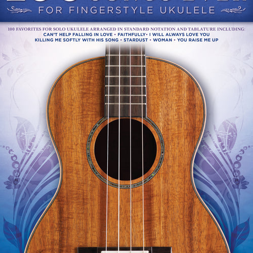 Cover of 100 Most Beautiful Songs Ever for Fingerstyle Ukulele