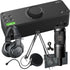 Collage showing components in Audient Evo 8 4in/4out USB-C Audio Interface PODCASTING PAK