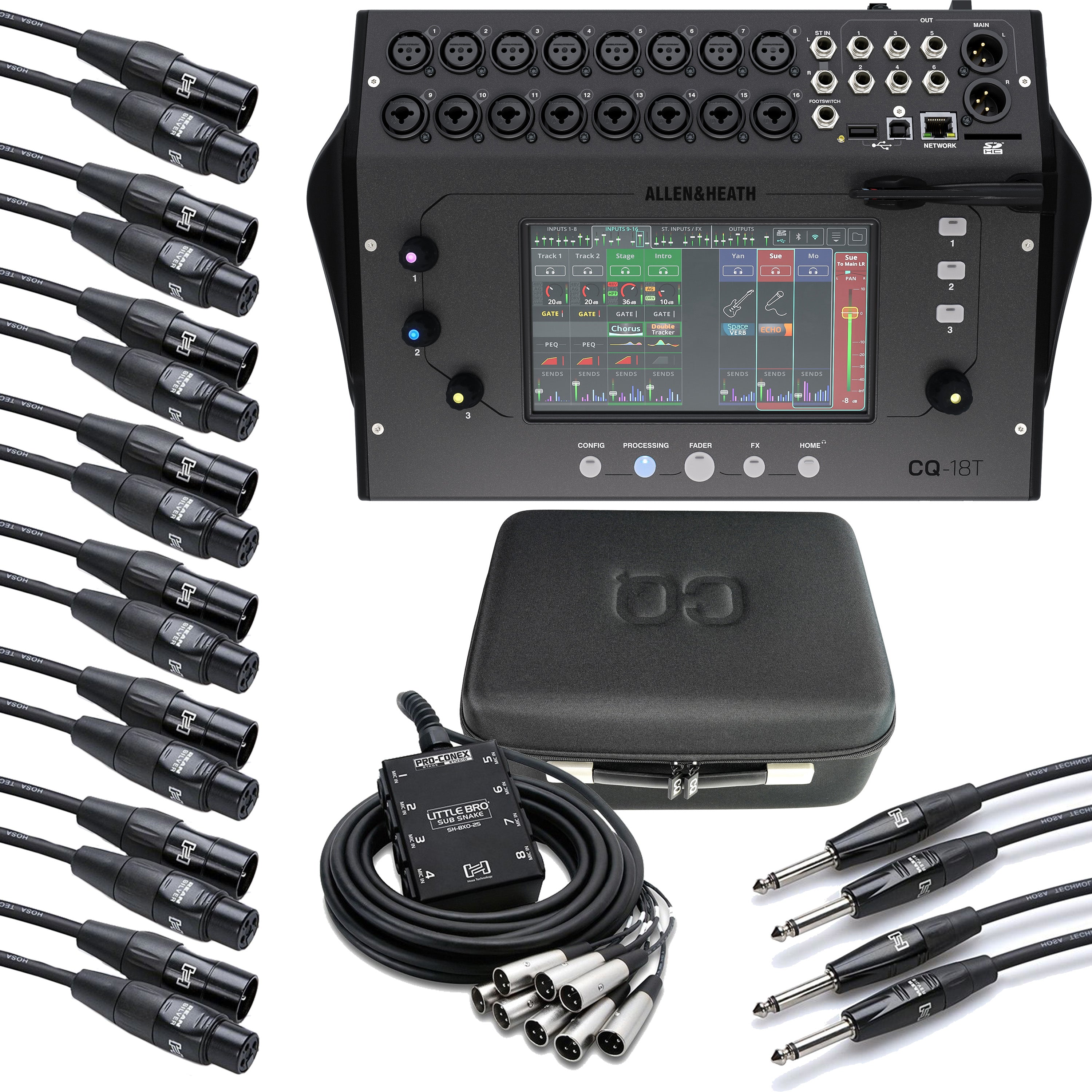 Collage image of the Allen & Heath CQ18T Compact Digital Mixer STAGE KIT