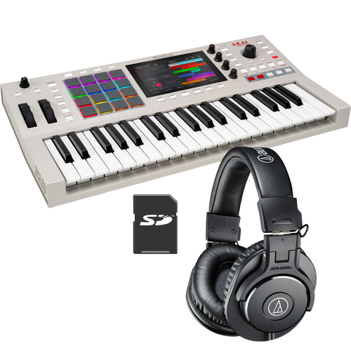 Collage showing components in Akai Professional MPC Key 37 G2 Music Production Center Keyboard STUDIO KIT