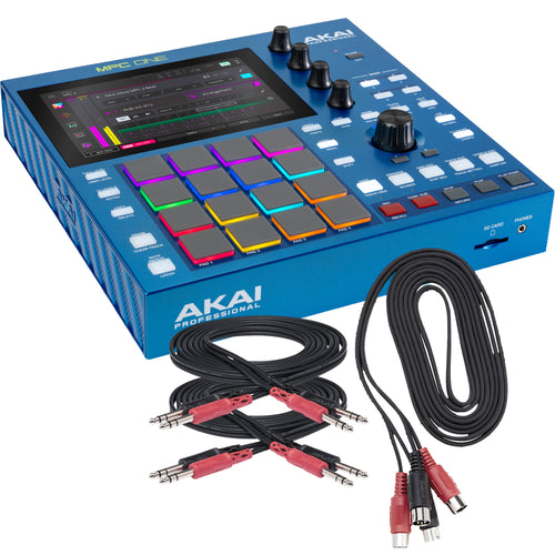 Collage showing components in Akai Professional MPC One G2 Standalone Music Production Center CABLE KIT
