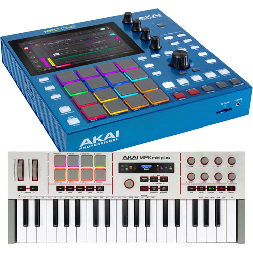 Collage showing components in Akai Professional MPC One G2 Standalone Music Production Center CONTROLLER RIG