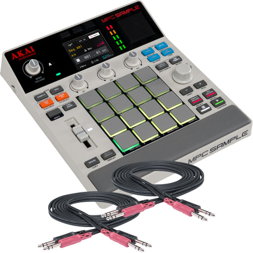 Collage showing components in Akai Professional MPC Sample Portable Sampler & Sequencer SAMPLING CABLE KIT