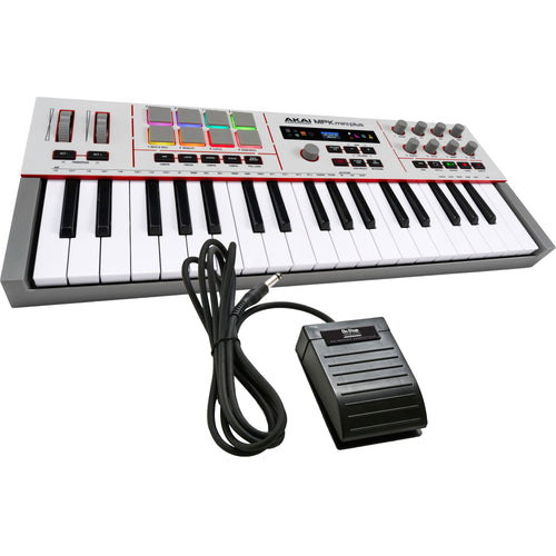 Collage showing components in Akai Professional MPK Mini Plus II 37-Key Mini Keyboard PEDAL KIT