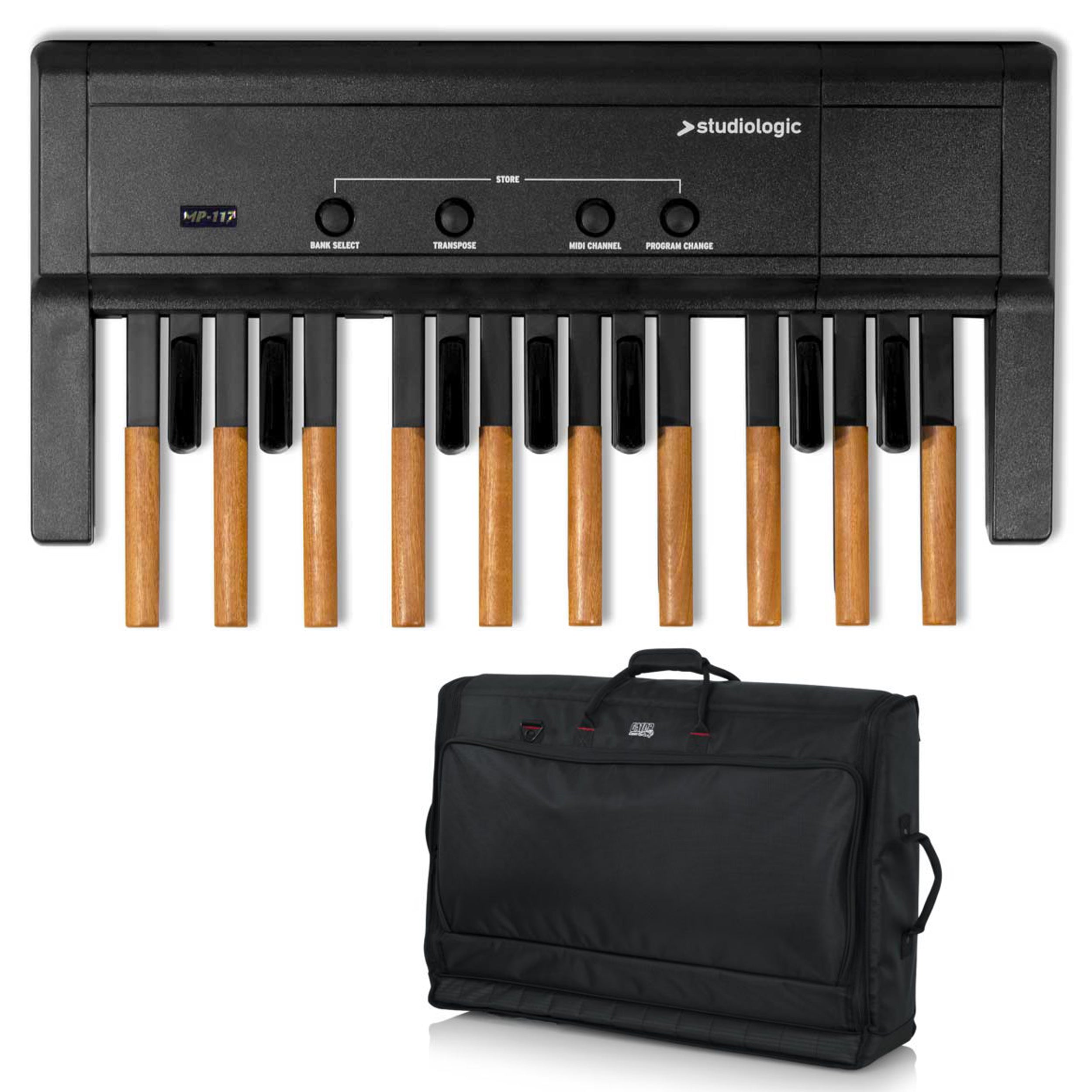 Collage of items included in the Studiologic MP-117 MIDI Pedalboard CARRY BAG KIT