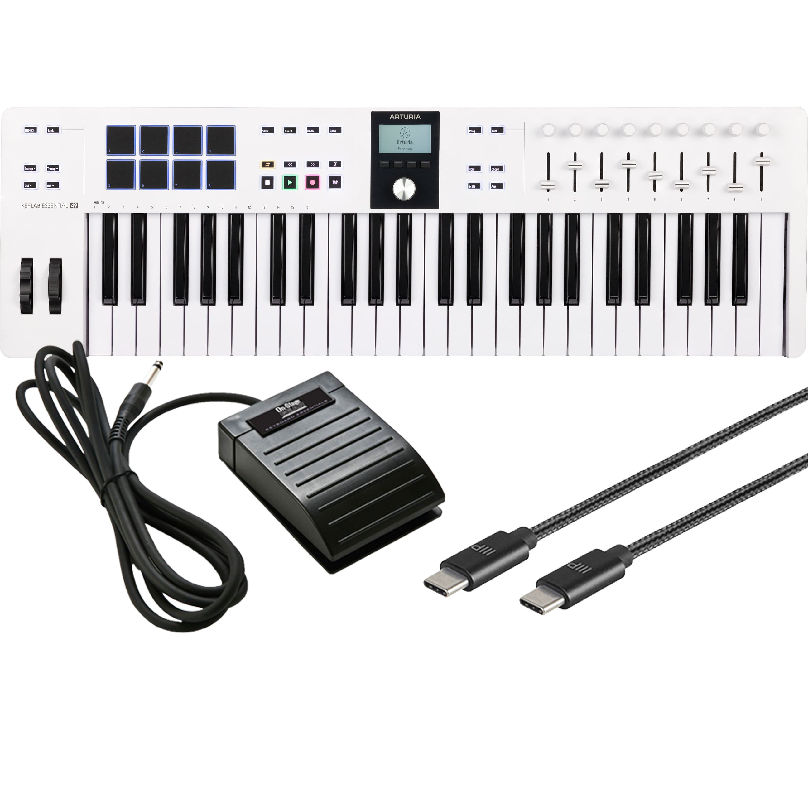 Arturia KeyLab Essential 49 Mk3 Keyboard Controller White STUDIO KIT