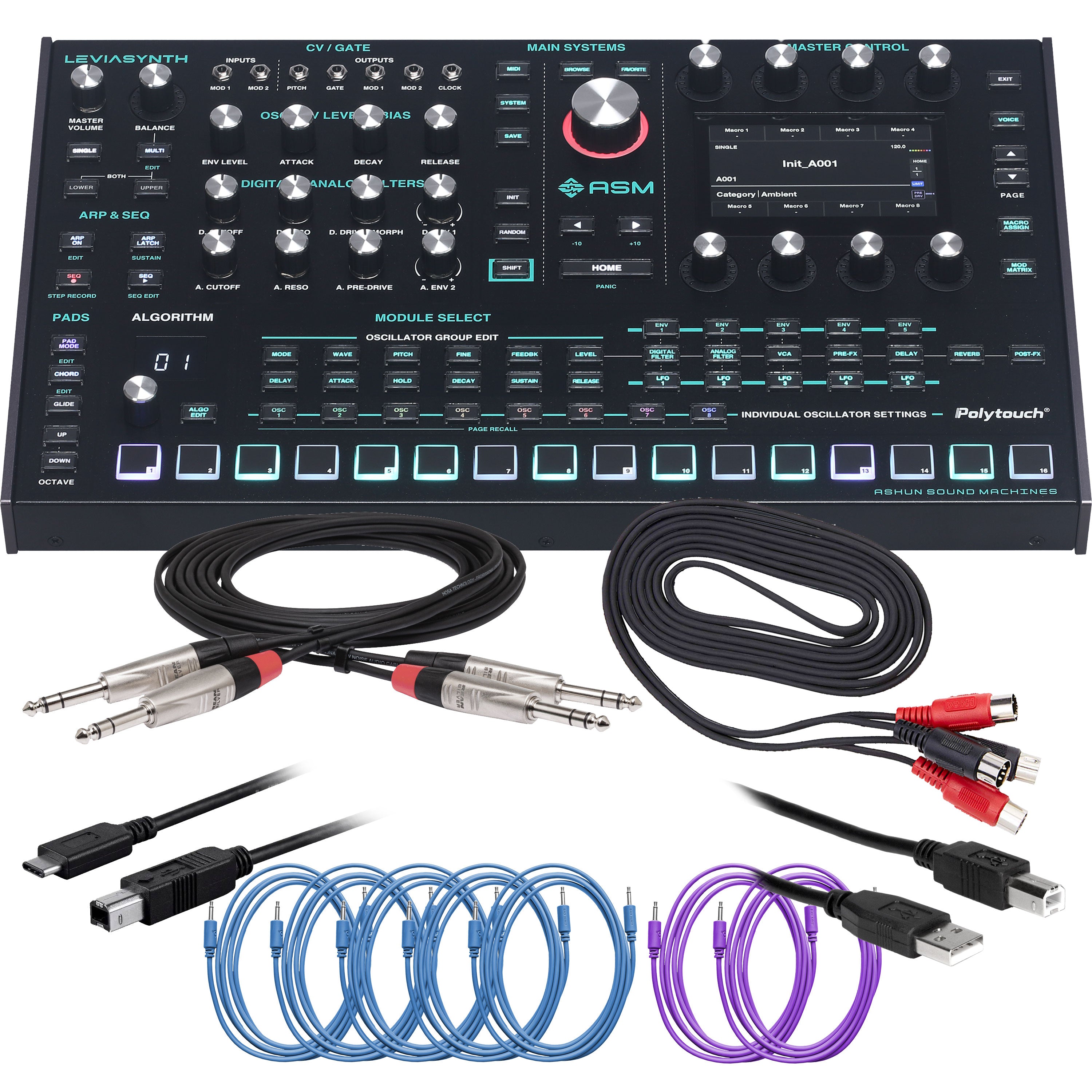 ASM Leviasynth Desktop 16-Voice Algorithmic Synthesizer CABLE KIT
