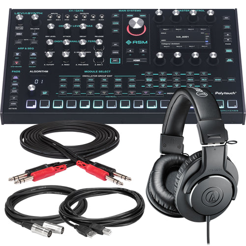 Collage showing components in ASM Leviasynth Desktop 16-Voice Algorithmic Synthesizer STUDIO KIT