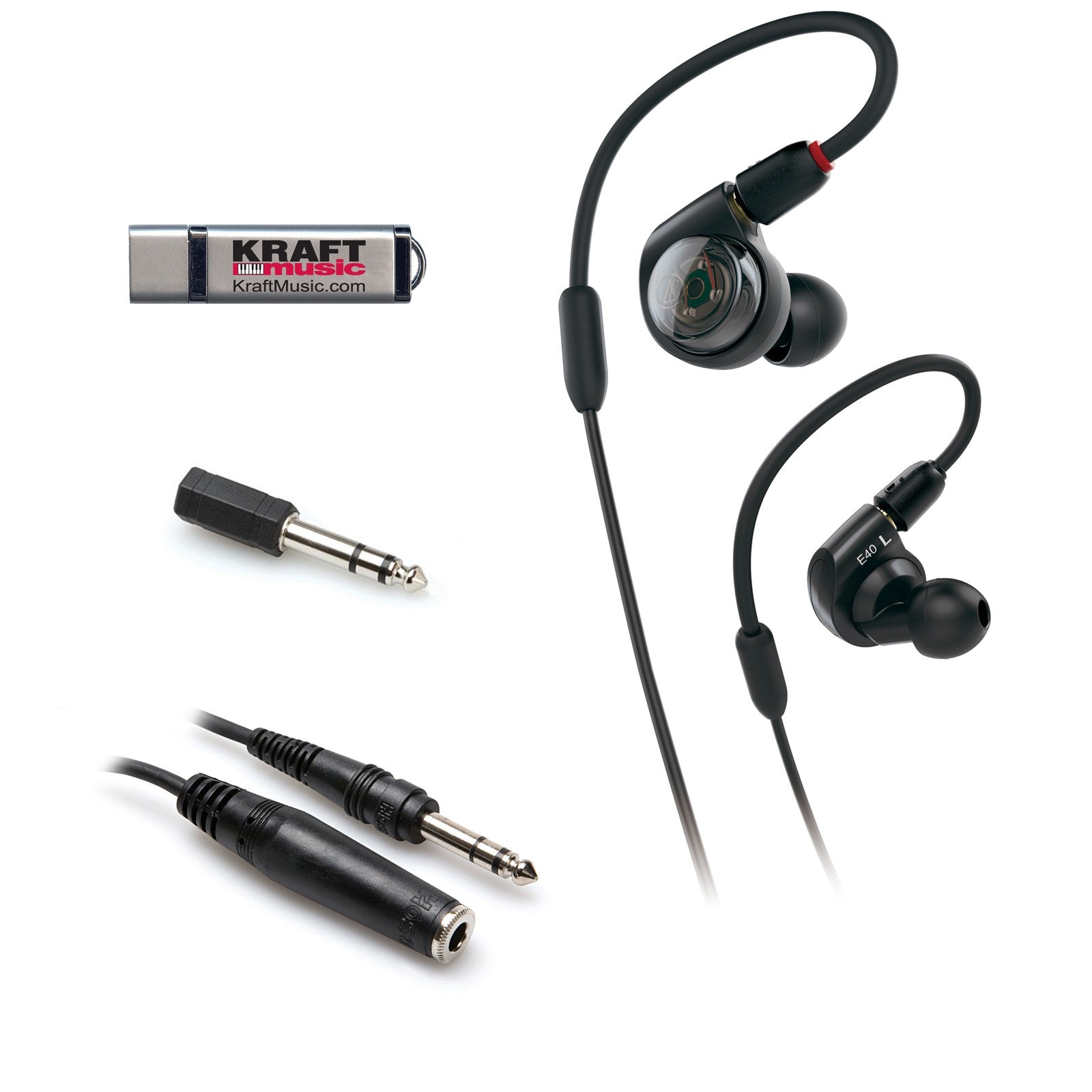Audio-Technica ATH-E40 Professional In-Ear Monitor Headphones BONUS PAK