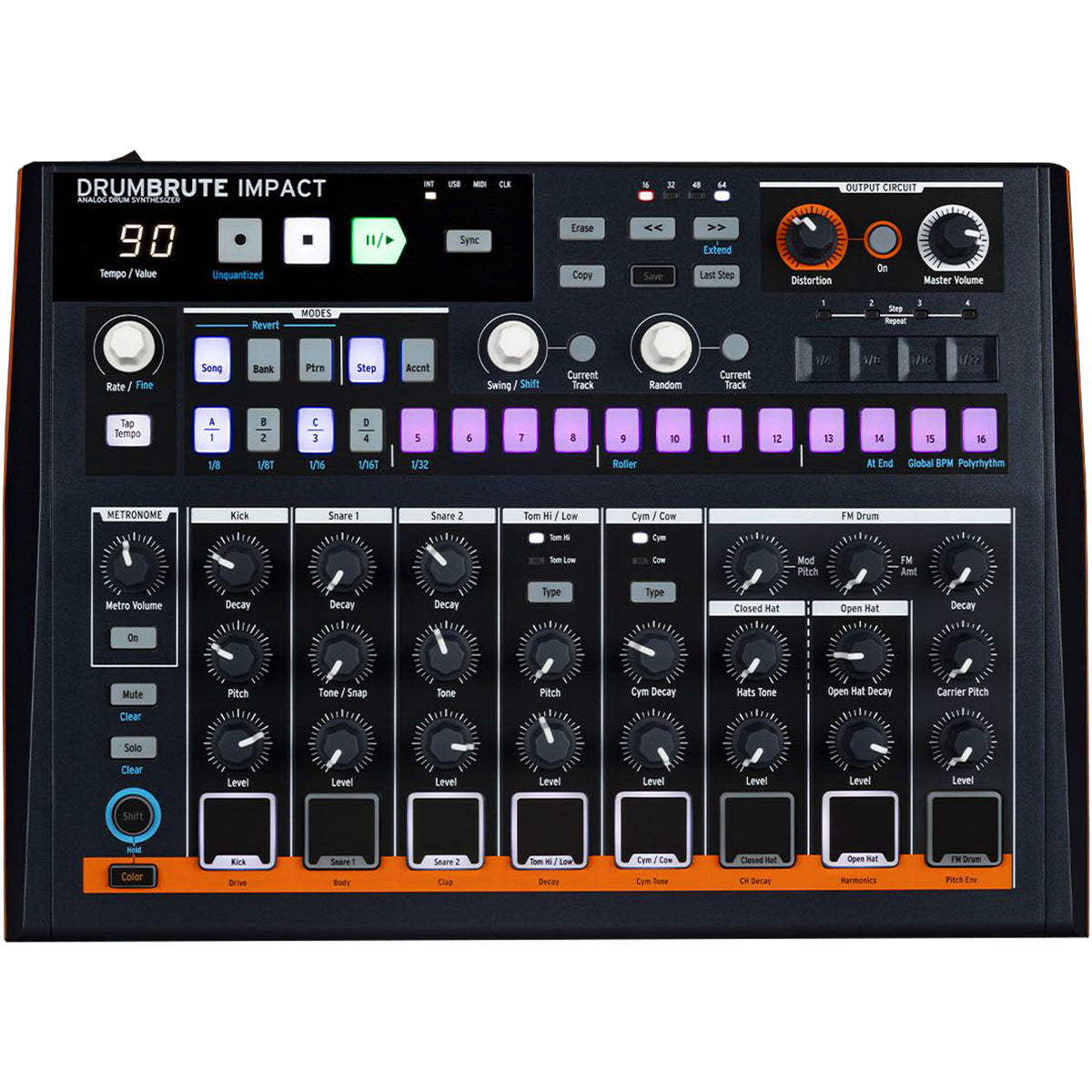 Arturia DrumBrute Drum Machine Analogica Usata - 12 Pad, 64 Step Pattern - Funzionante