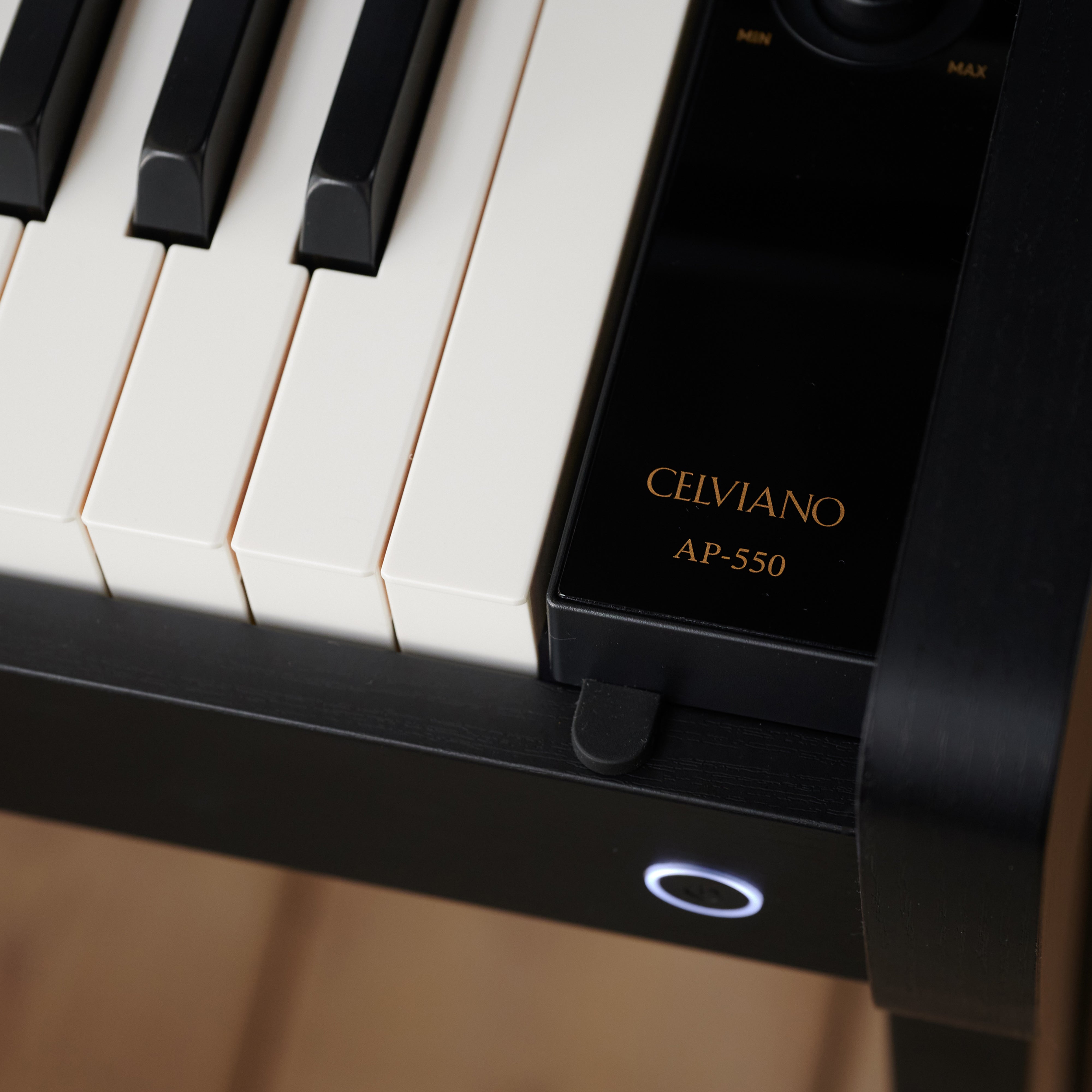 Casio Celviano AP-550 Digital Piano - Black - power and volume controls