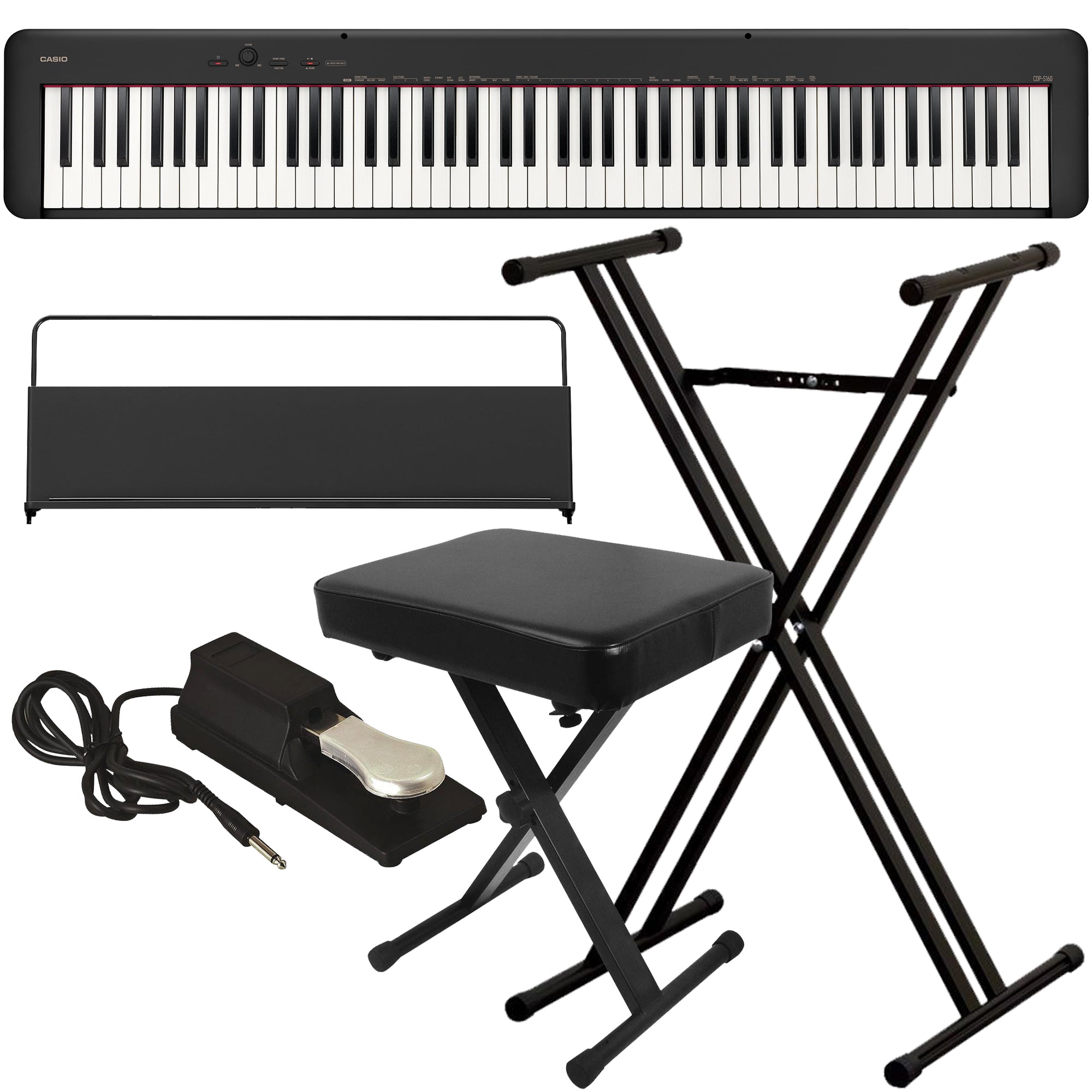 Casio CDP-S160 Compact Digital Piano - Black KEY ESSENTIALS BUNDLE