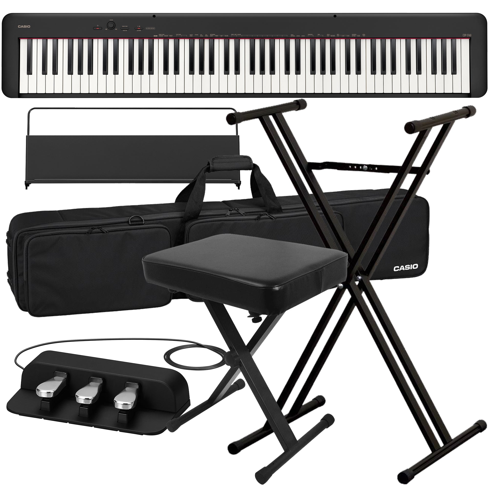 Casio CDP-S160 Compact Digital Piano - Black STAGE ESSENTIALS BUNDLE