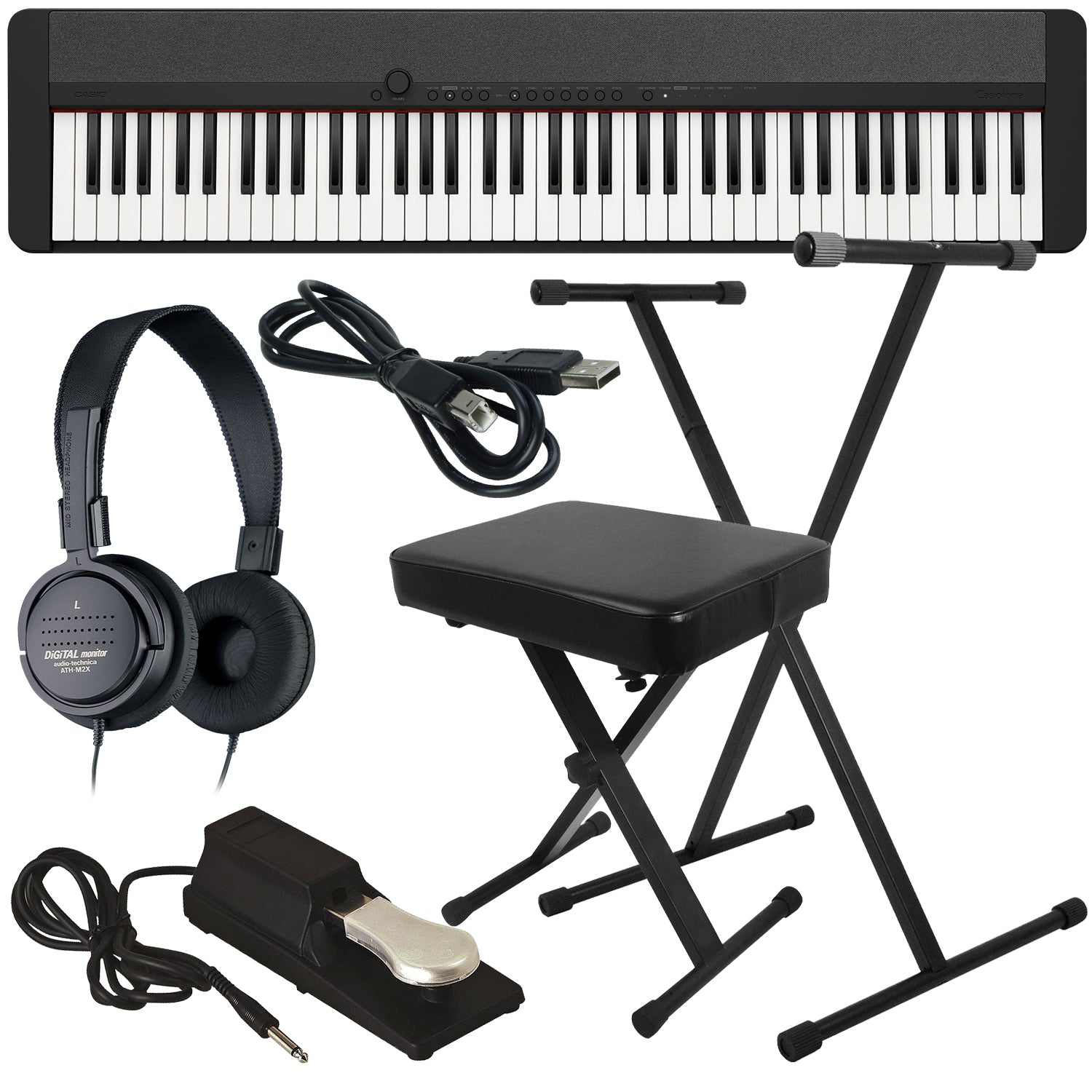 Casio Casiotone CT-S1-76 Portable Keyboard - Black KEY ESSENTIALS BUNDLE Casio Casiotone CT-S1-76 Portable Keyboard - Black KEY ESSENTIALS BUNDLE