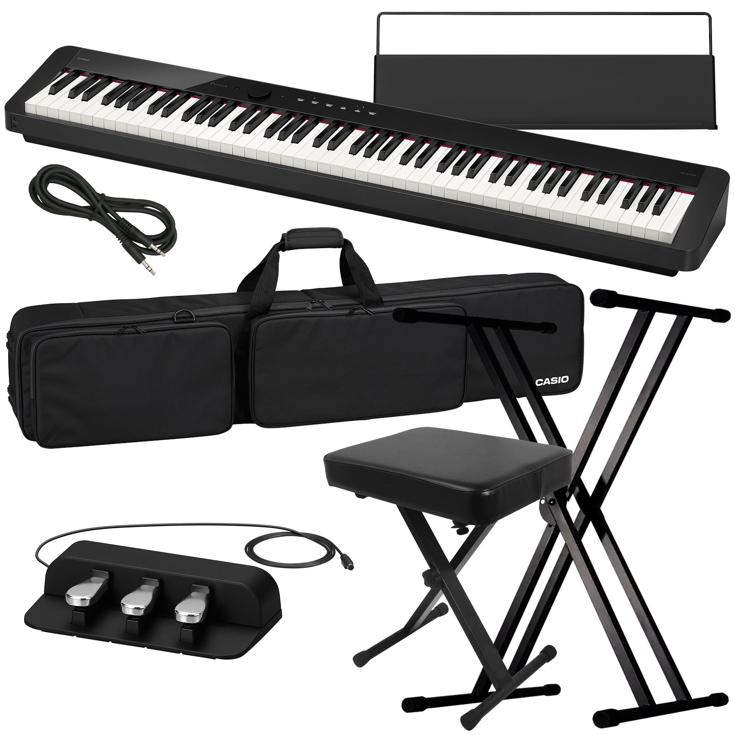 Casio Privia PX-S1100 Digital Piano - Black STAGE ESSENTIALS BUNDLE