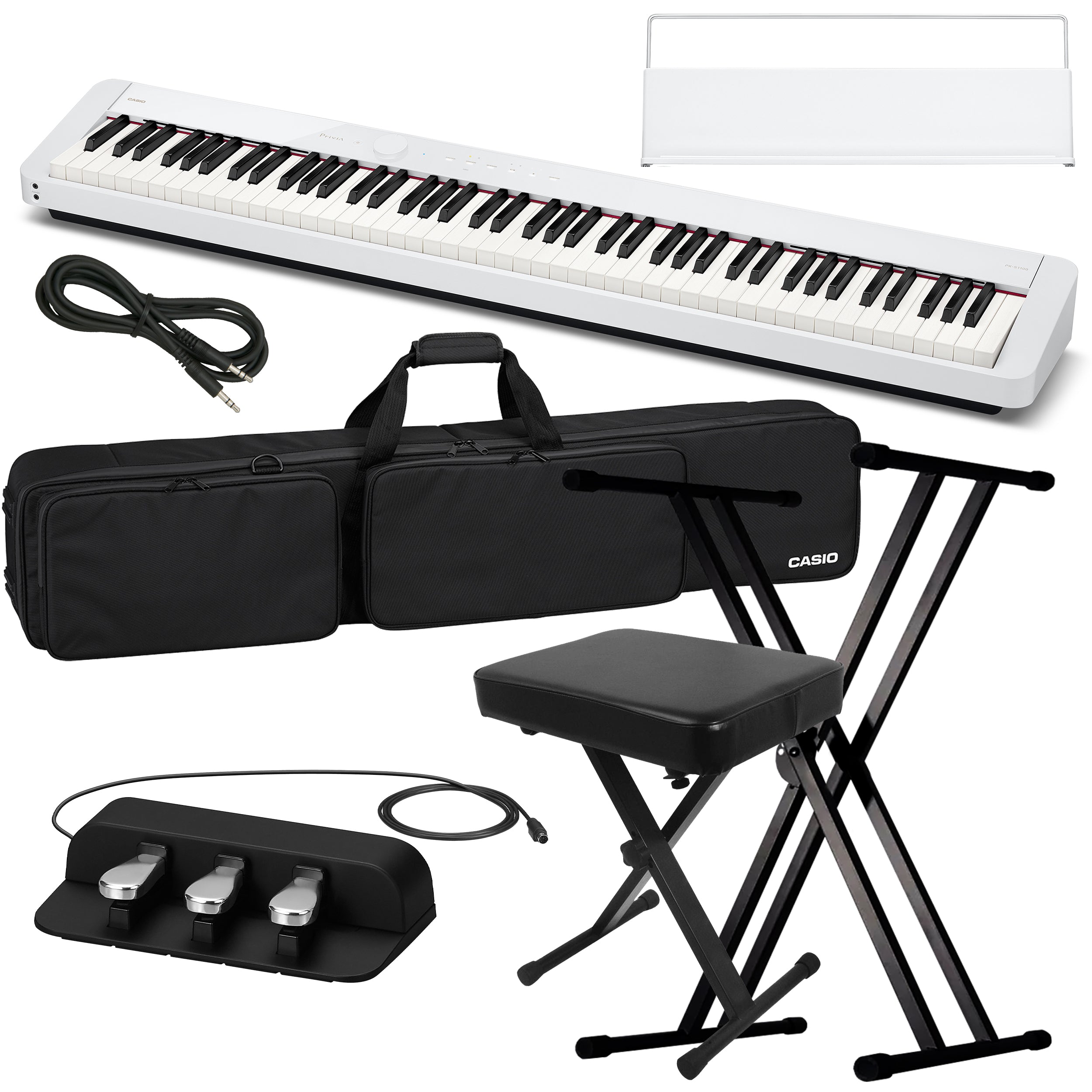 Casio Privia PX-S1100 Digital Piano - White STAGE ESSENTIALS BUNDLE