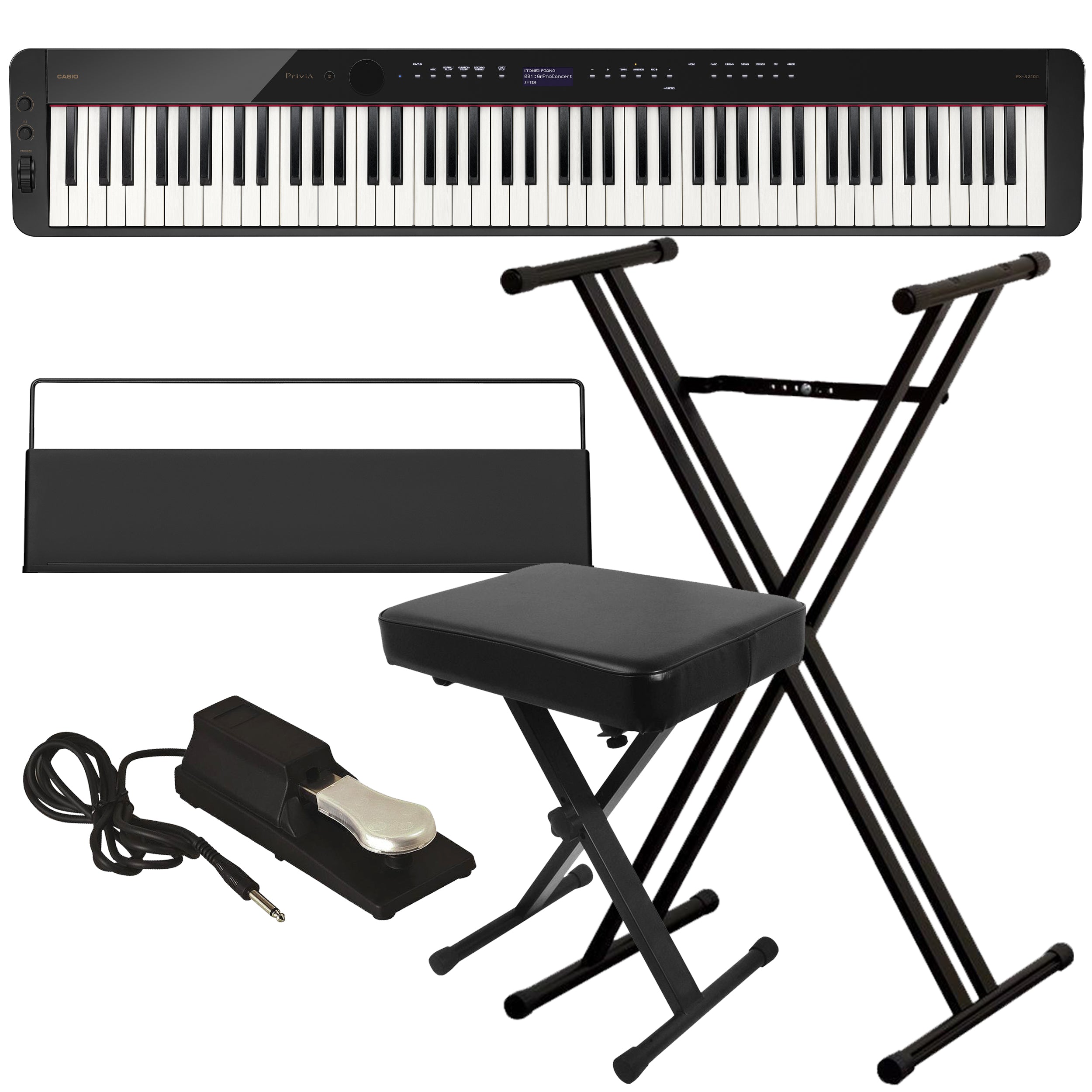 Casio PX-S3100 Digital Piano - Black KEY ESSENTIALS BUNDLE