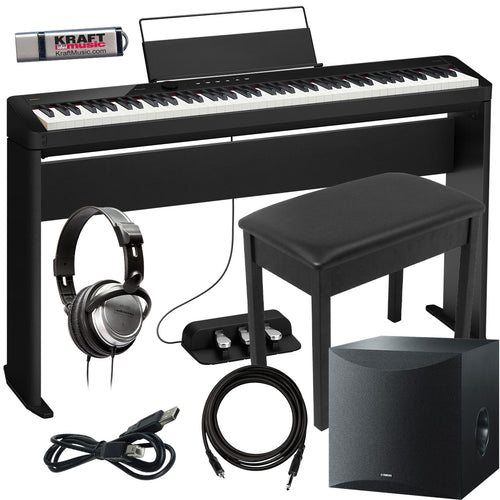 Casio PX-S5000 Digital Piano  - Black COMPLETE HOME BUNDLE PLUS SUBWOOFER