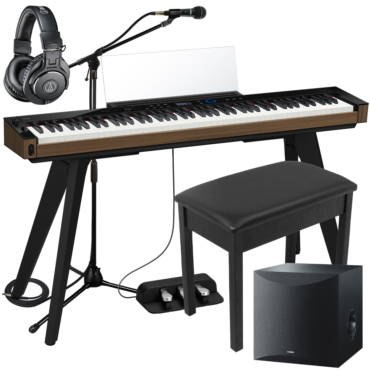 Casio PX-S6000 Digital Piano - Black COMPLETE HOME BUNDLE PLUS SUBWOOFER