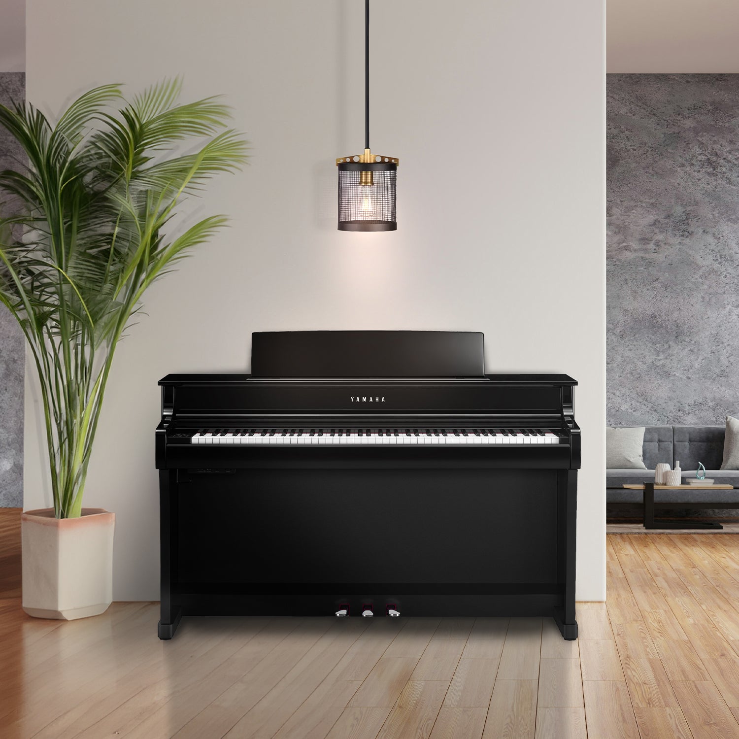 Yamaha Clavinova CLP-845 Digital Piano - Polished Ebony in a stylish room