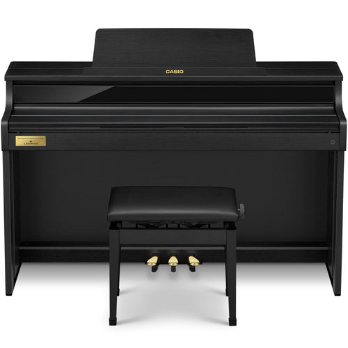 Casio Celviano AP-750 Digital Piano - Black - front view with key cover closed