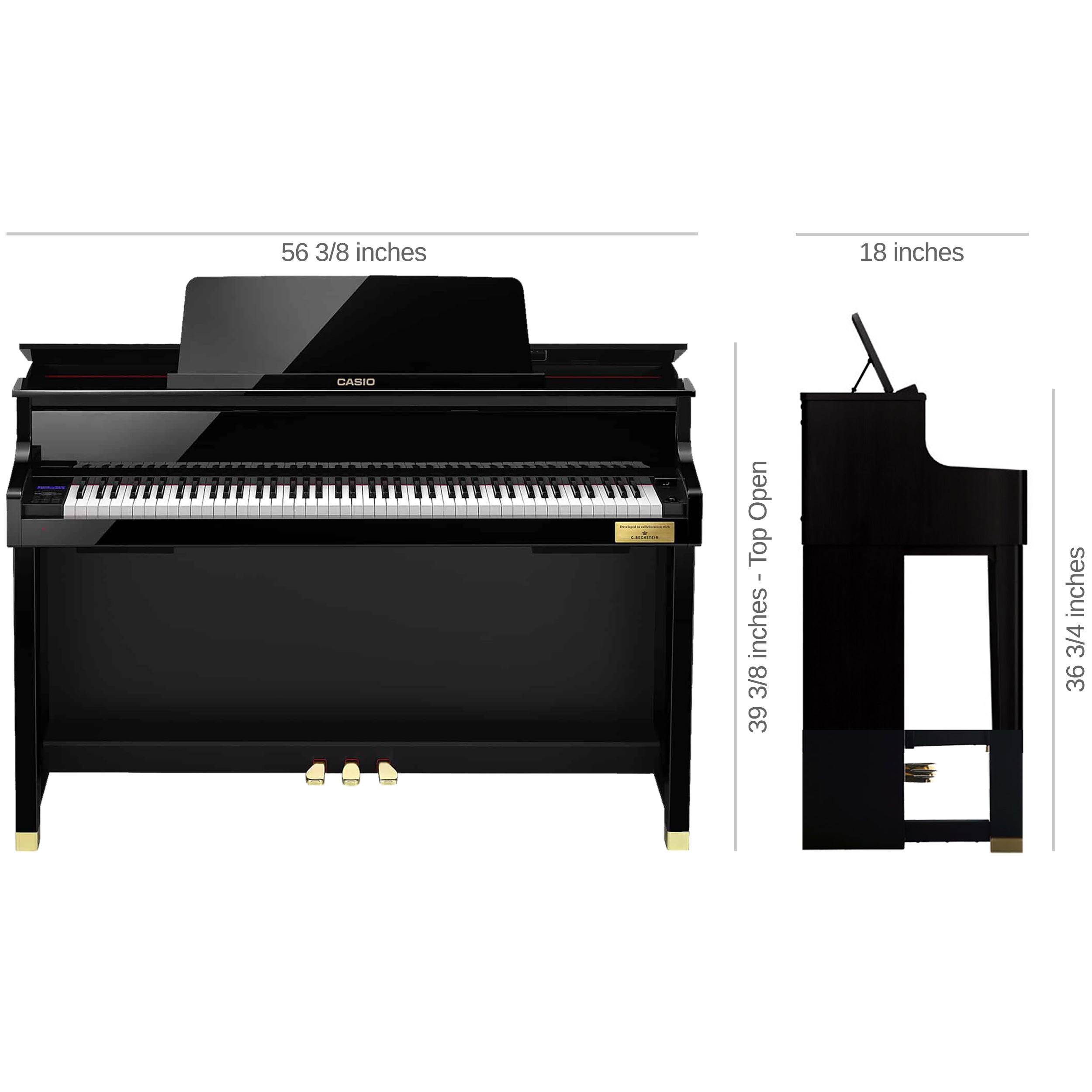 Casio Celviano Grand Hybrid GP-510 - Dimensions 