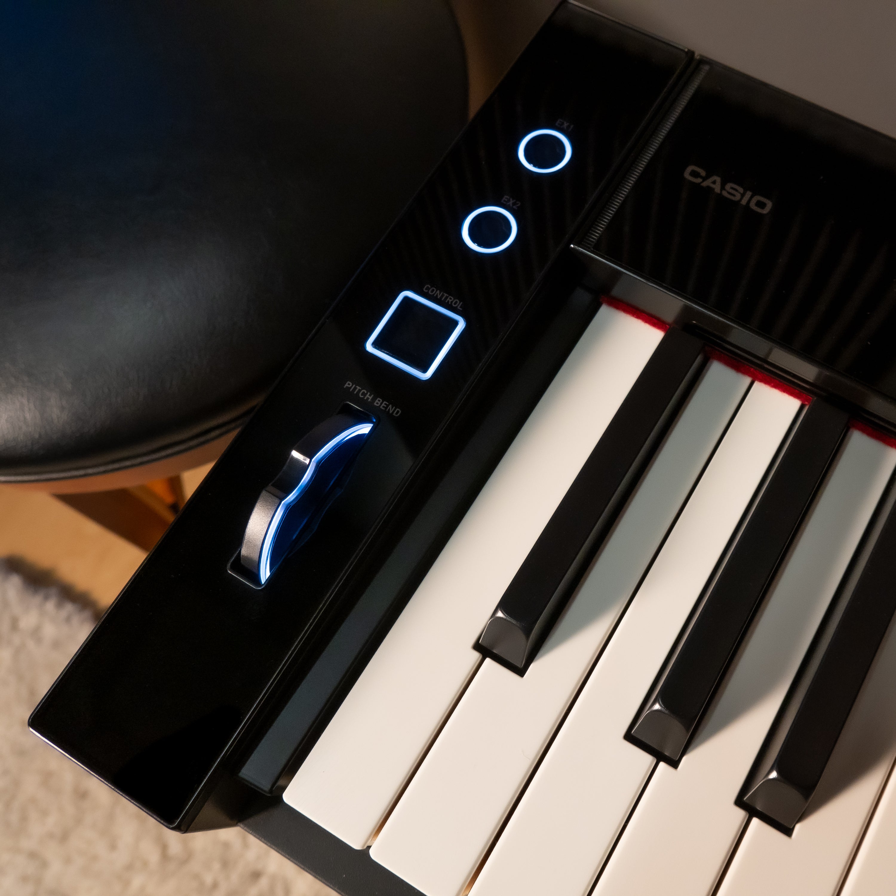 Casio PX-S7000 Digital Piano - Black - pitch wheel and controls