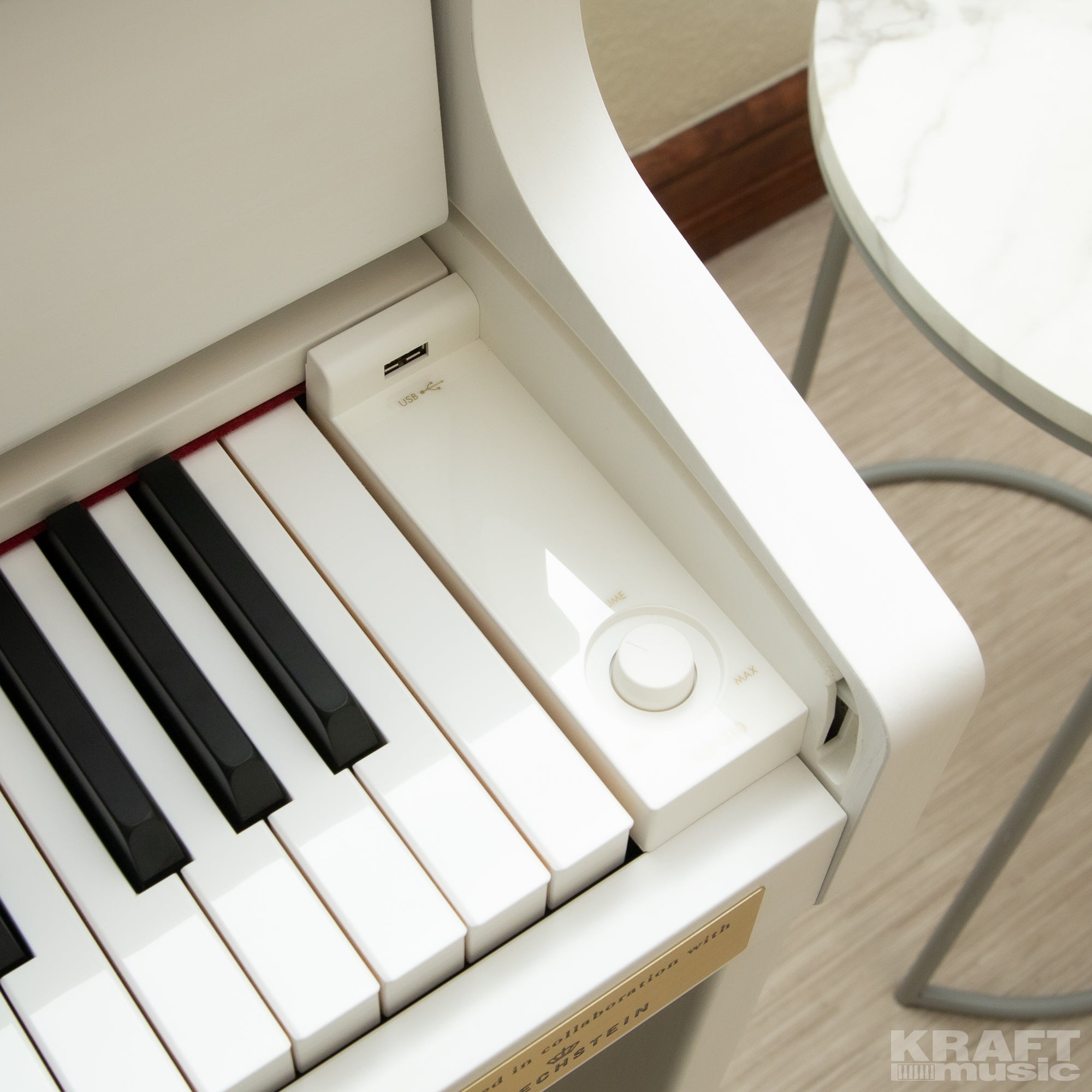 Casio Celviano Grand Hybrid GP-310 Digital Piano - Natural White Wood - Power and volume controls