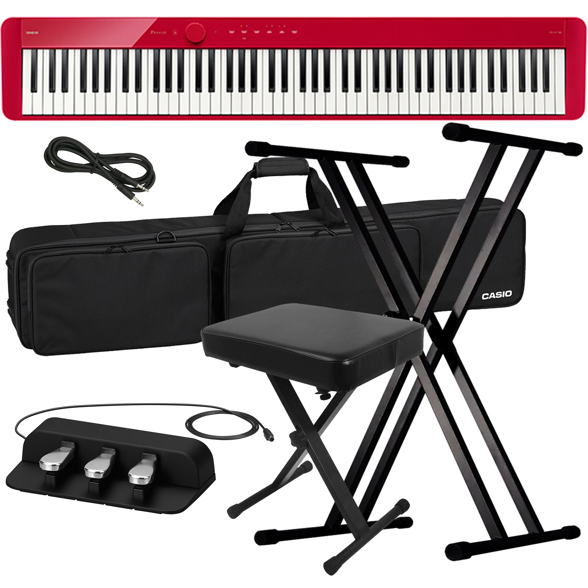 Casio Privia PX-S1100 Digital Piano - Red STAGE ESSENTIALS BUNDLE