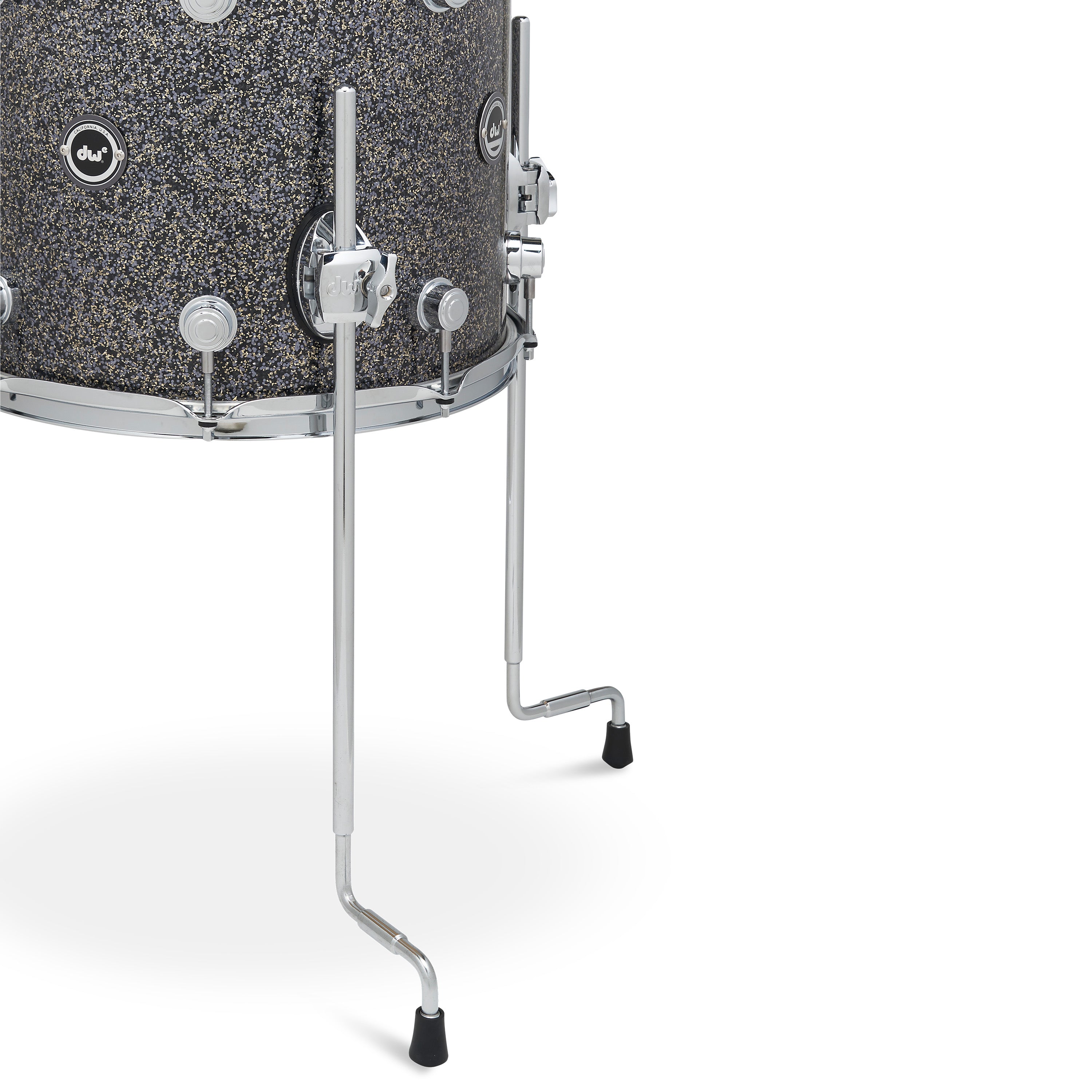 floor tom in black galaxy finish with chrome hardware