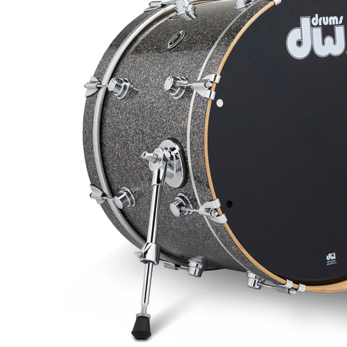 Bass drum in black galaxy finish with chrome hardware, view 2