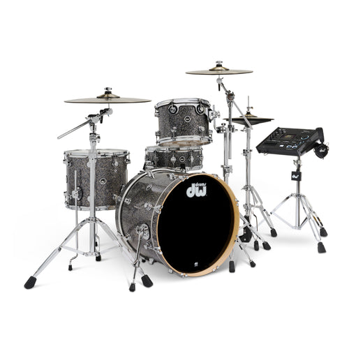 Drum Workshop DWe 4pc Kit with V71 Module and DWe Cymbals - Black Galaxy, View 1