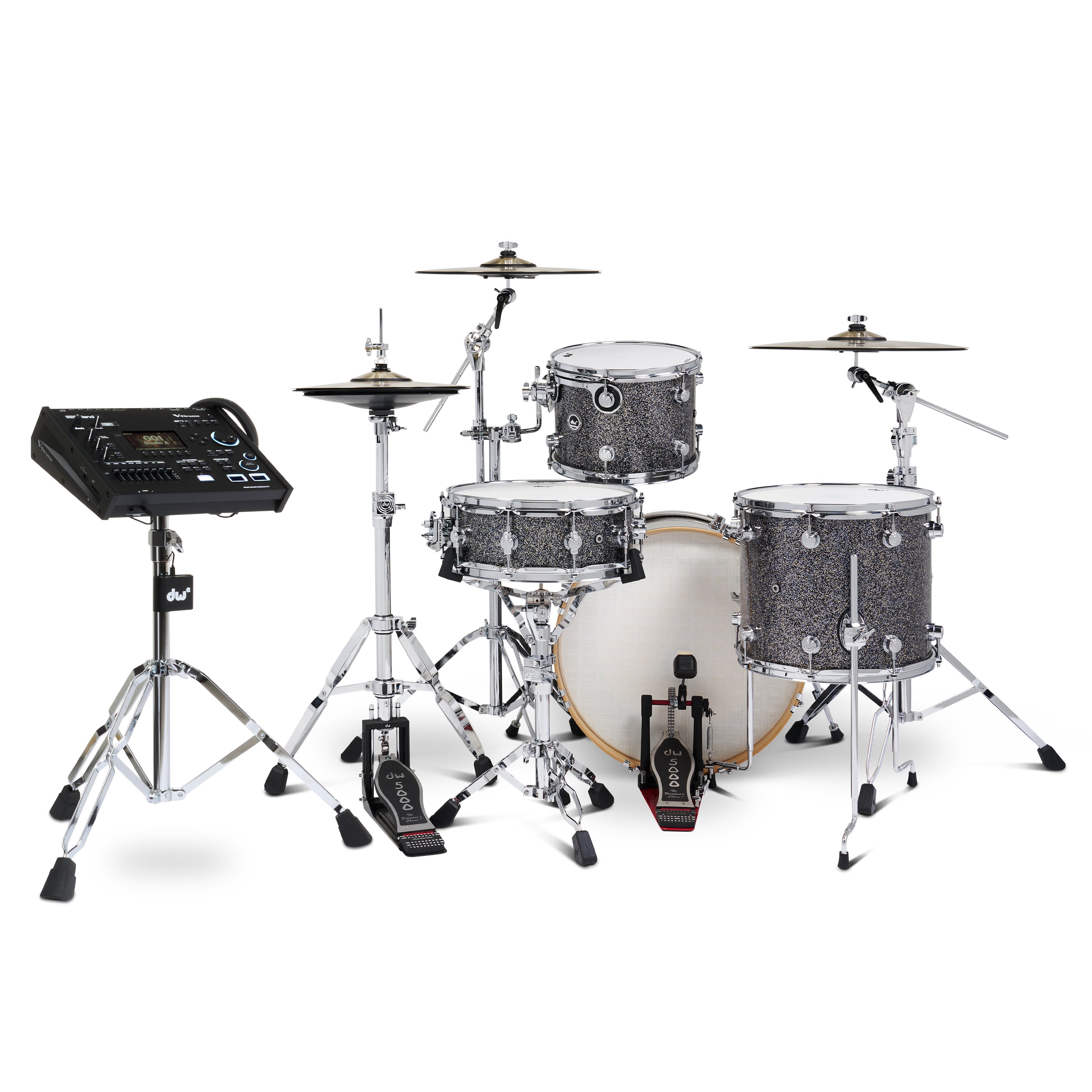 Drum Workshop DWe 4pc Kit with V71 Module and DWe Cymbals - Black Galaxy, View 2