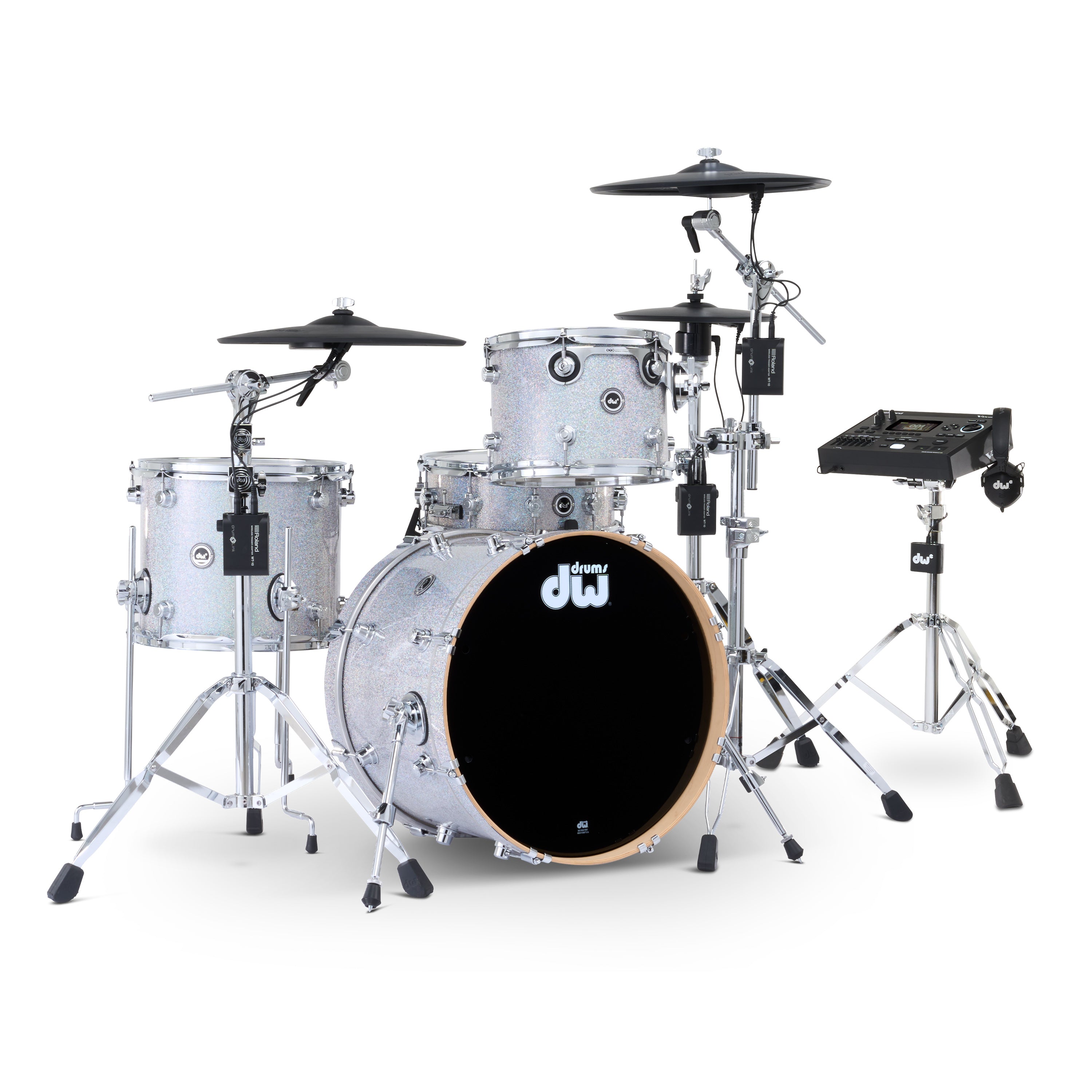 Drum Workshop DWe 4pc Kit with V51 Module and Roland Cymbals - Diamond Nebula, View 1