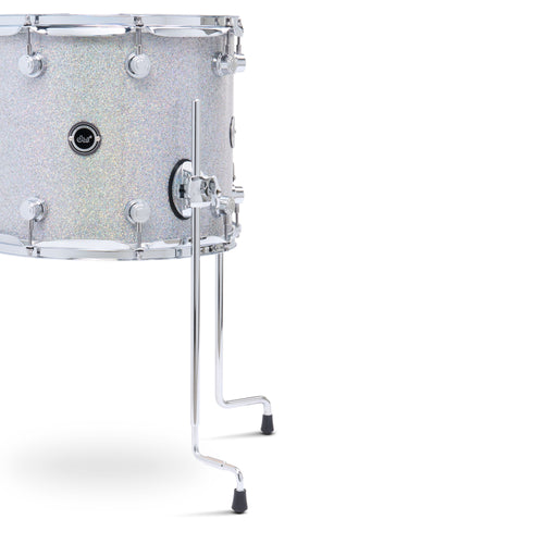 Drum with a glittery finish on a white background