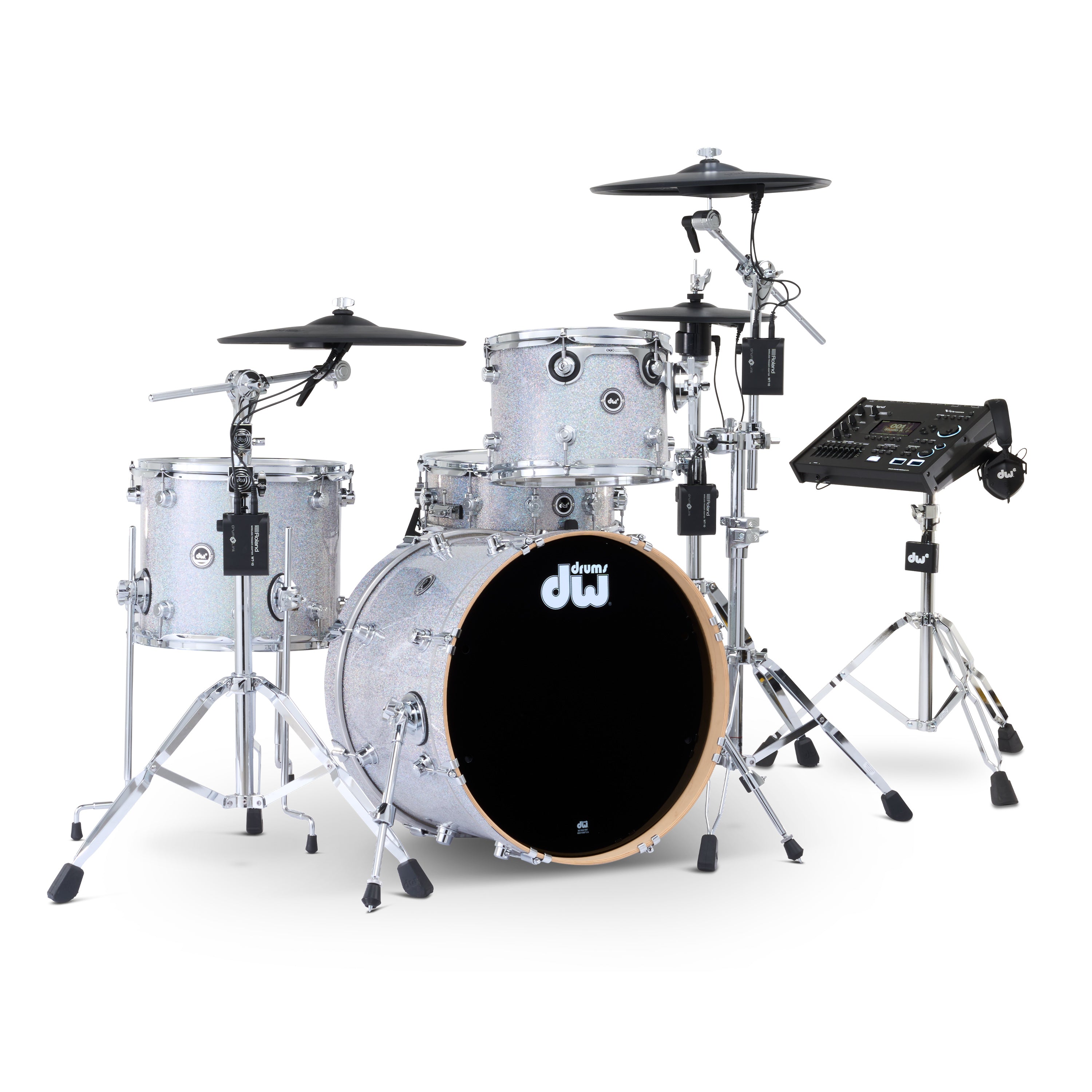 Drum Workshop DWe 4pc Kit with V71 Module and Roland Cymbals - Diamond Nebula, View 1