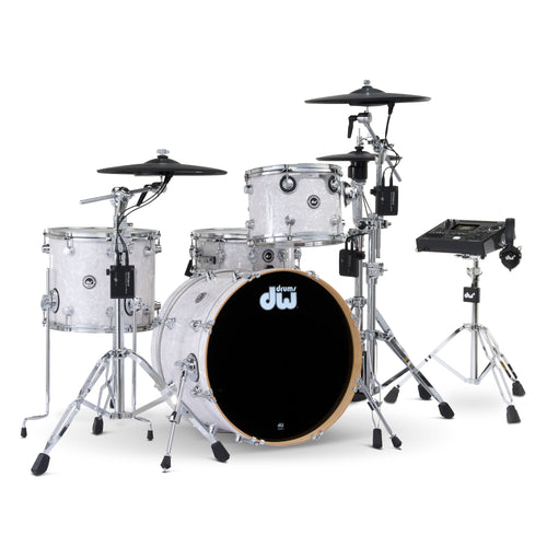 Drum Workshop DWe 4pc Kit with V51 Module and Roland Cymbals - White Marine Pearl, View 1