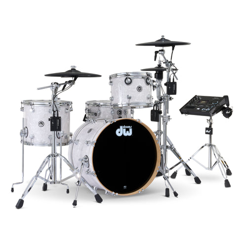 Drum Workshop DWe 4pc Kit with V71 Module and Roland Cymbals - White Marine Pearl, View 1