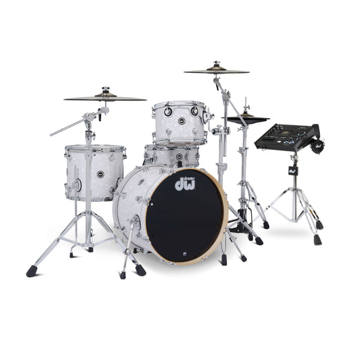Drum Workshop DWe 4pc Kit with V71 Module and DWe Cymbals - White Marine Pearl, View 1