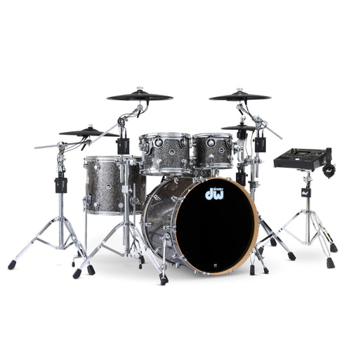 Drum Workshop DWe 5pc Kit with V51 Module and Roland Cymbals - Black Galaxy, View 1