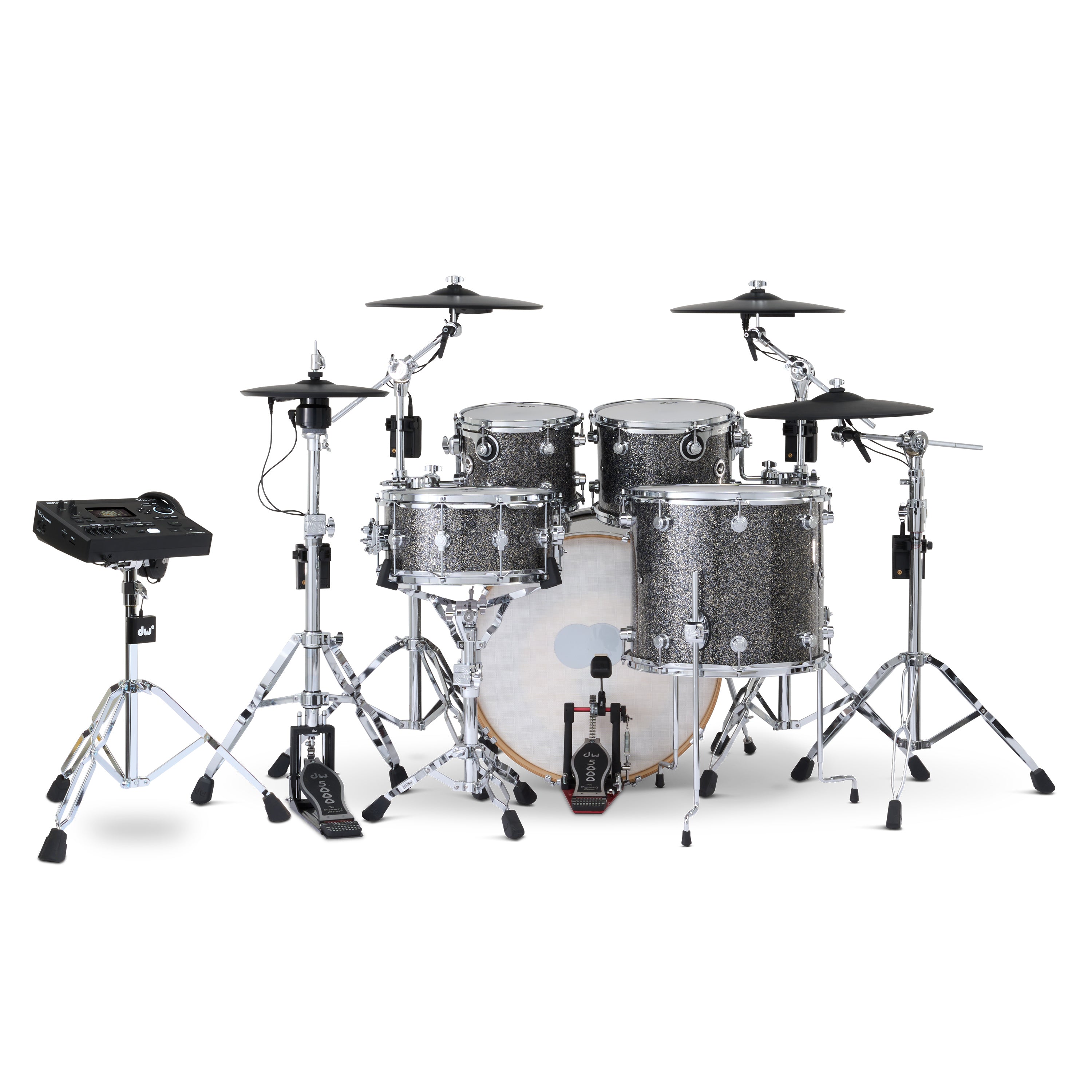 Drum Workshop DWe 5pc Kit with V51 Module and Roland Cymbals - Black Galaxy, View 2