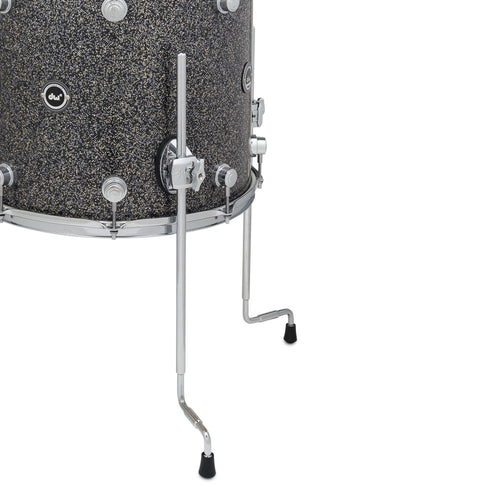 floor tom in black galaxy finish with chrome hardware