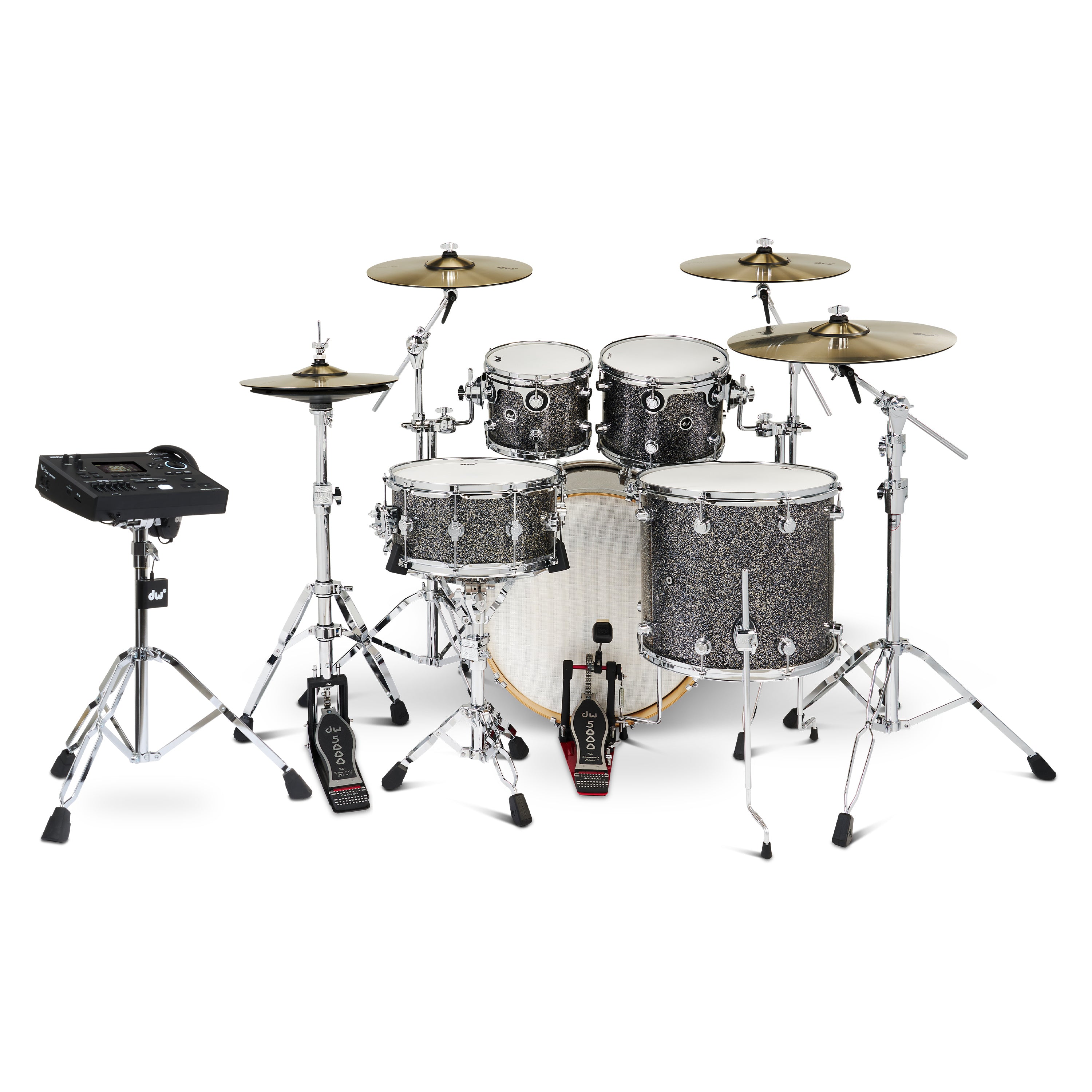 Drum Workshop DWe 5pc Kit with V51 Module and DWe Cymbals - Black Galaxy, View 2