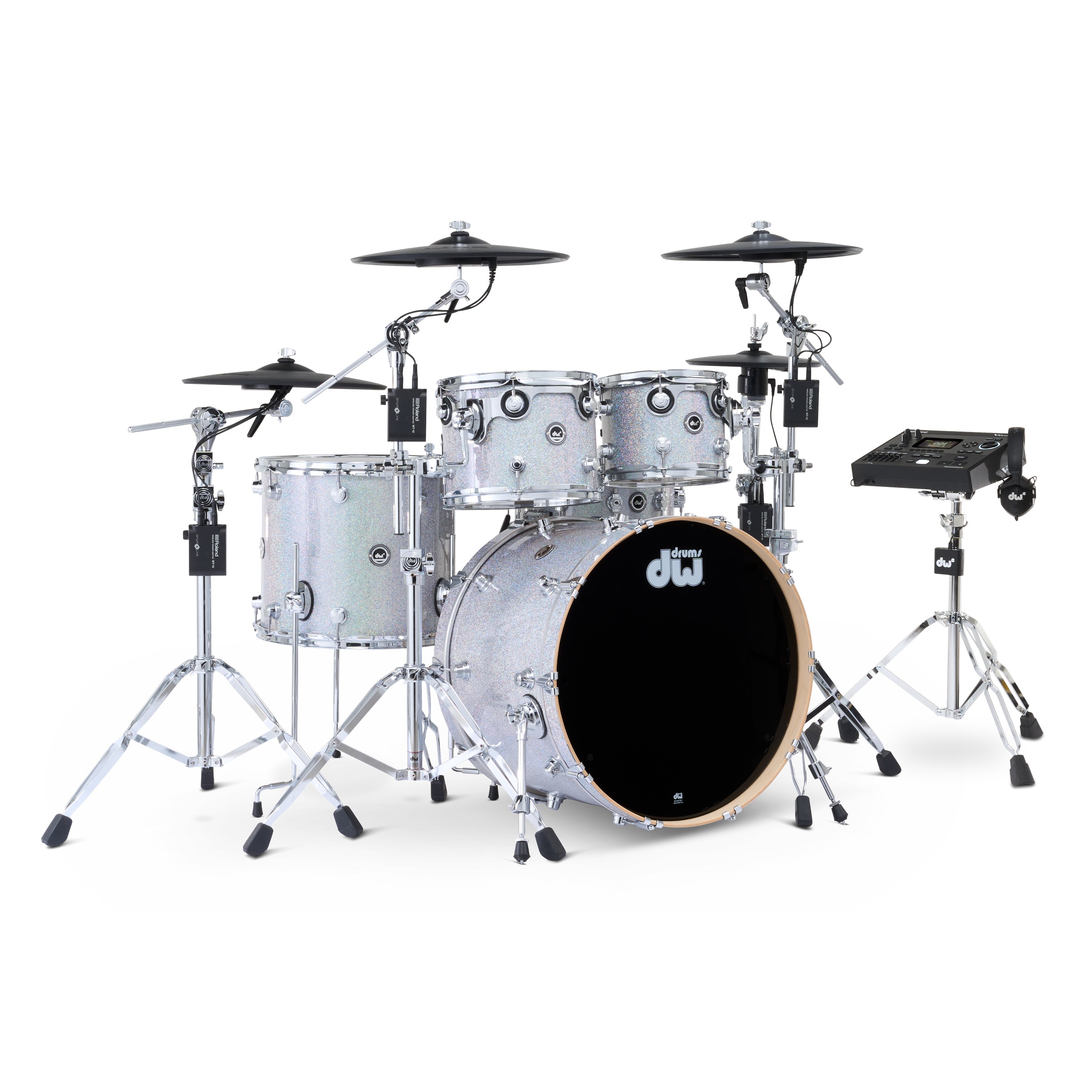 Drum Workshop DWe 5pc Kit with V51 Module and Roland Cymbals - Diamond Nebula, View 1