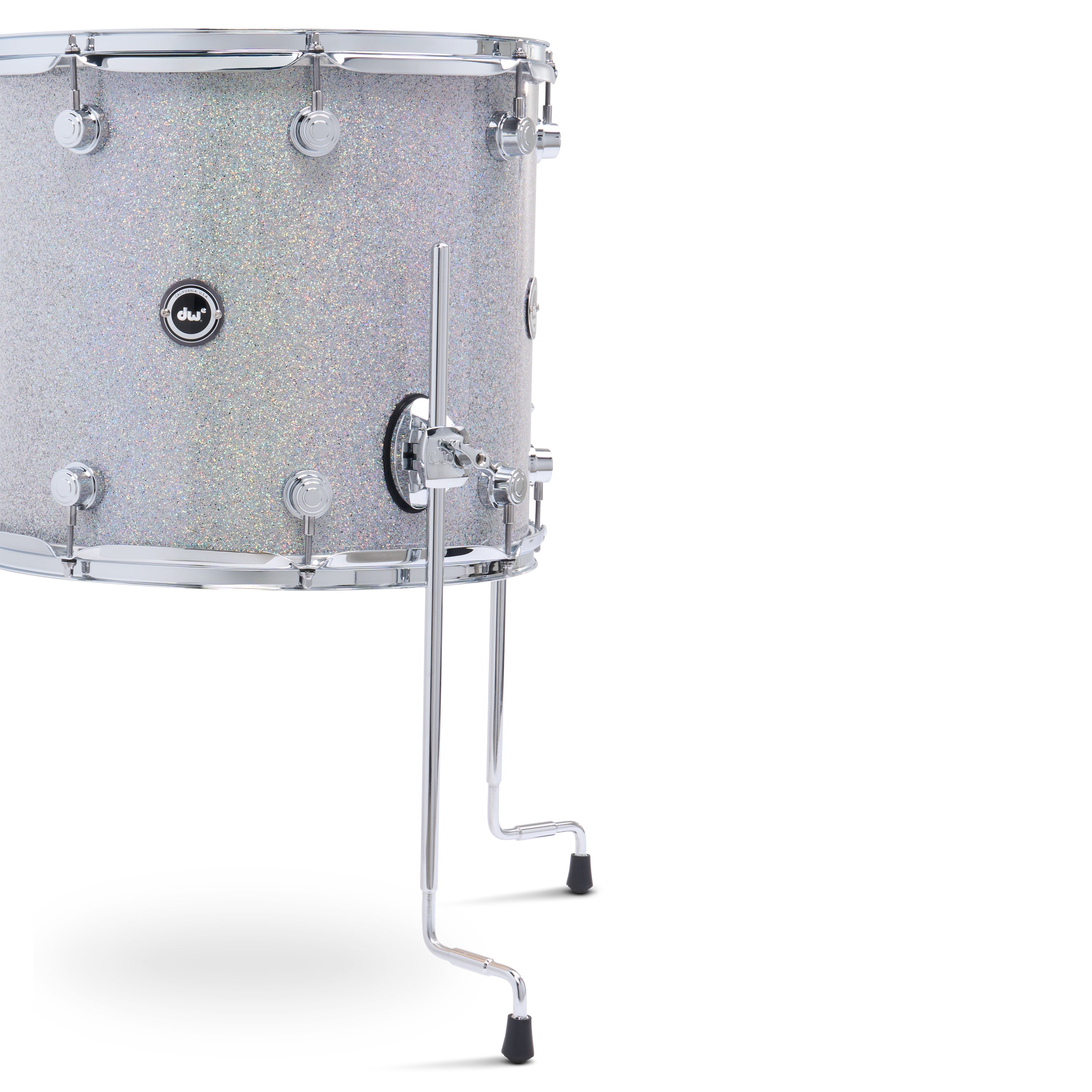 Floor tom in Diamond Nebula finish with chrome hardware